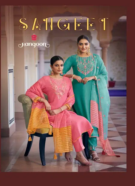 Sangeet 1 By Rangoon Viscose With Khatli Handwork Kurti With  Bottom Dupatta Suppliers In India